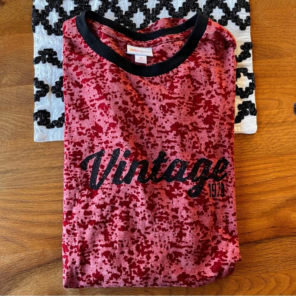 NEW Lularoe Hudson long sleeve Vintage 1978 Burnout Red Shirt size Medium M